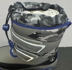 LANDS END Winter Boots Gray Camo/Blue THERMOLITE BOOTS Sz Youth 1