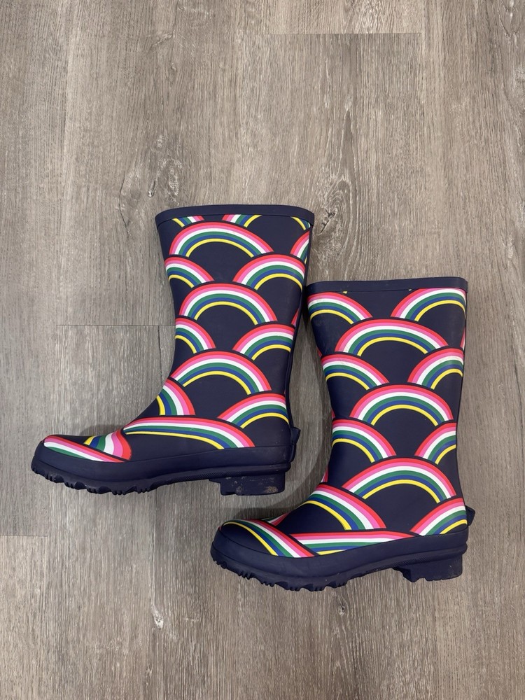 Mini Boden Kids Rainbow Rain Boots Navy Multicolor Waterproof EU 33 US 2
