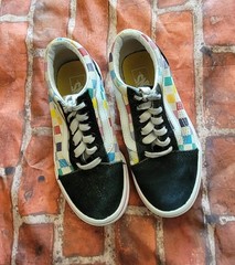 Vans Old Skool Kids Size 13 Rainbow Multi-Color Party Checkered Sneakers