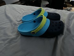 Blue Two-Tone Crocs Electro II Clogs Unisex Size J3