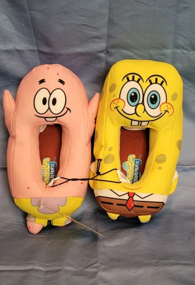 SpongeBob SquarePants Patrick Star & SpongeBob Plush Slippers Youth Size 11-12
