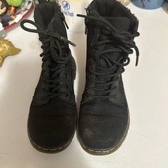 Doc Dr Martens Boots Combs J Combat Lace Up Canvas Zip Black Youth Kids Size 1