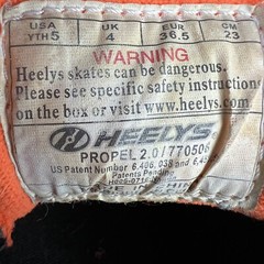 Heelys Propel 2.0 Skate Sneaker Unisex Youth 5 Womens 6 Black Orange Shoe Lace