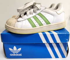 Adidas Kids Superstar II White/Apple Green Size 10K (Pre-Owned)