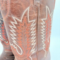 Coconuts Youth Western Cowboy Boots Brown Red Embroidered Pull On Size 5M