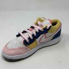 Nike Jordan 1 Low SE Multi Canvas DV1323-100 Youth Kids Size 4 Pink Blue Shoes