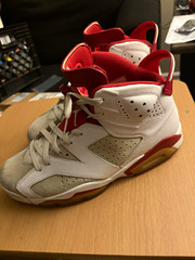Jordan Air Jordan 6 Retro White/Red High Top Leather Basketball Sneaker Sz 10