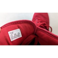 VANS YTH (5-1/2) Red/Burgundy Lace-Up; sidewall graphics OFF THE WALL sneakers.