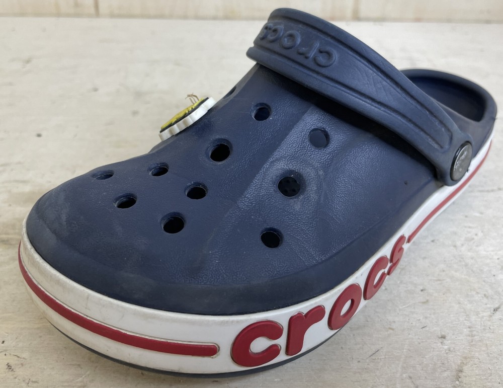 Kids Unisex Crocs Iconic Comfort Size Junior 2 Slip On Color Blue White Red