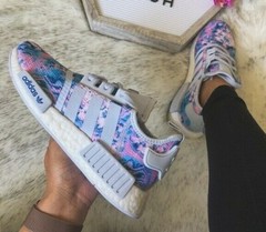 ADIDAS NMD R1 J EASTER White Pink Blue Tie Dye Silver Grey EF2300 KIDS 5.5 Shoes