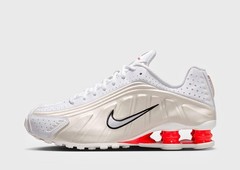 Nike Shox R4 White Phantom Red Running Shoes CW2626-102 GS Size 6.5-7Y