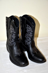Kids‘ Deer Stag Western Boots Black Cowboy Youth Size 12 Embroidered Pull-On