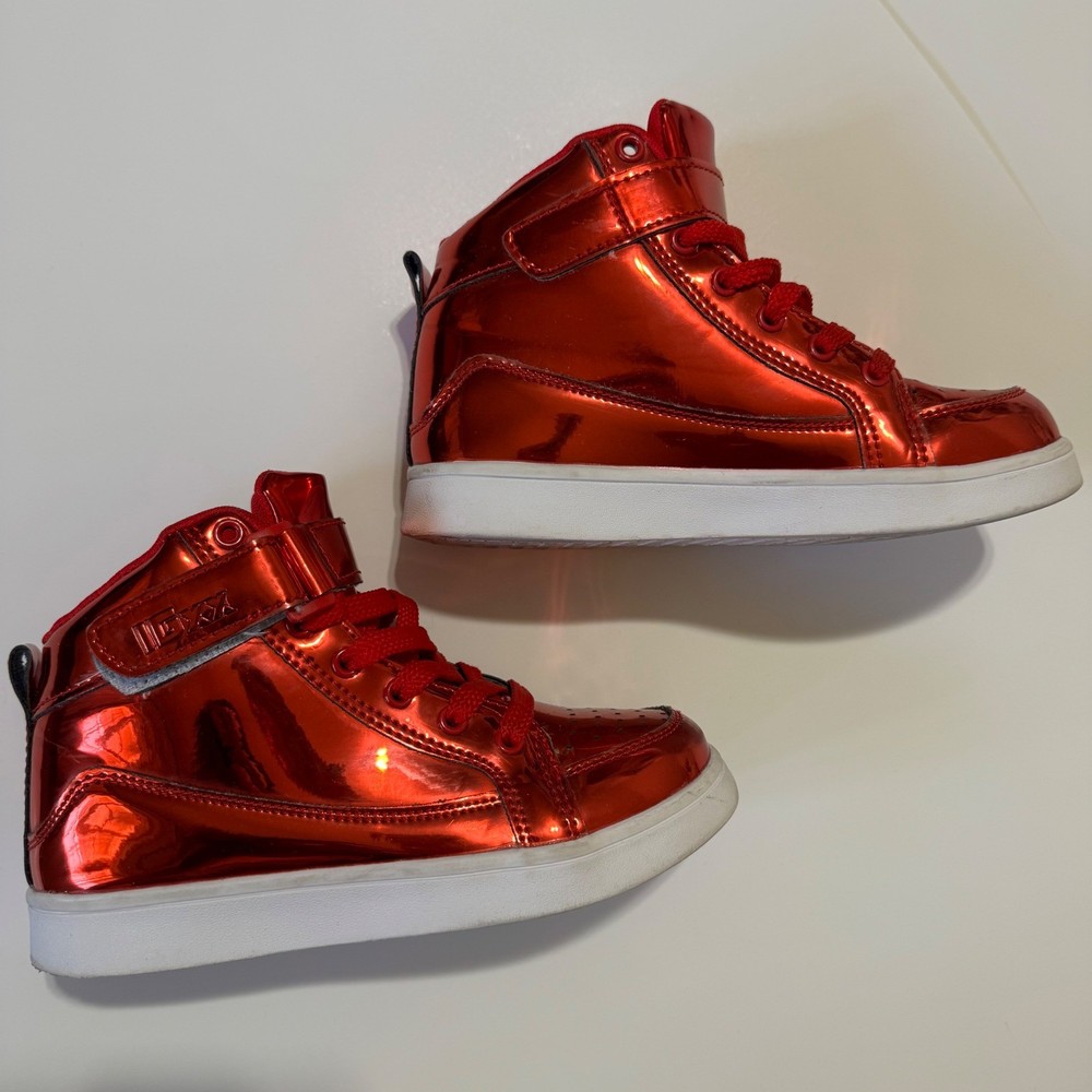 IGXX Metallic Red High Top Sneakers US 2.5 Metallic Patent Ankle Strap SZ 34 EU