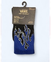NWT Vans Off The Wall black & blue flame socks. Kids 10-13.5 US