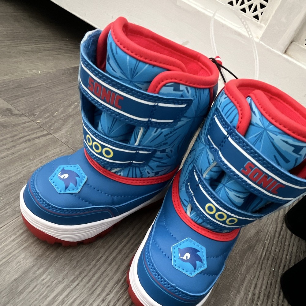 Sonic the Hedgehog Light-Up Ankle Boots Blue/Red Hook & Loop Unisex Kids 6