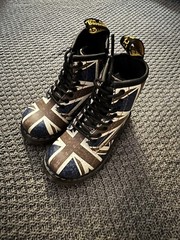 Dr. Martens Kid 1460 Boots, Union Jack, Toddler Sz 7 US, Side Zip, Lace Up