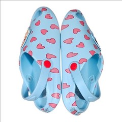 Bluey Bingo Kids Clogs Light Blue Pink Hearts Slip On Sandals Shoes Size 11-12
