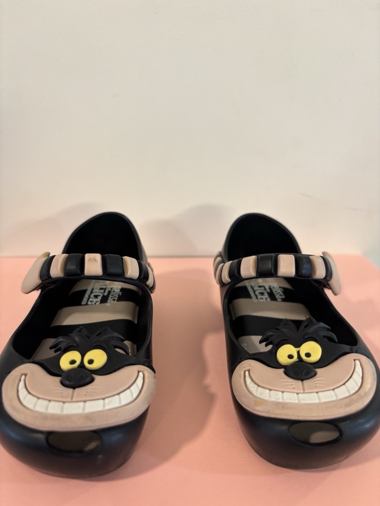 Mini Melissa Disney Alice in Wonderland Cheshire Cat Mary Jane Flats Black US 6