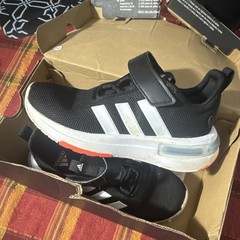 adidas Cloudfoam Hook & Loop Sneakers Black/White Unisex Kids US 1 Mesh