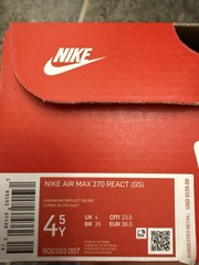 Nike Air Max 270 React US Grade School Size 4.5Y NEW WITH BOX BQ0103-007 2019