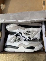 Jordan 4 Retro (PS) White Black Neutral Grey Sneaker Unisex Kids Size 11C