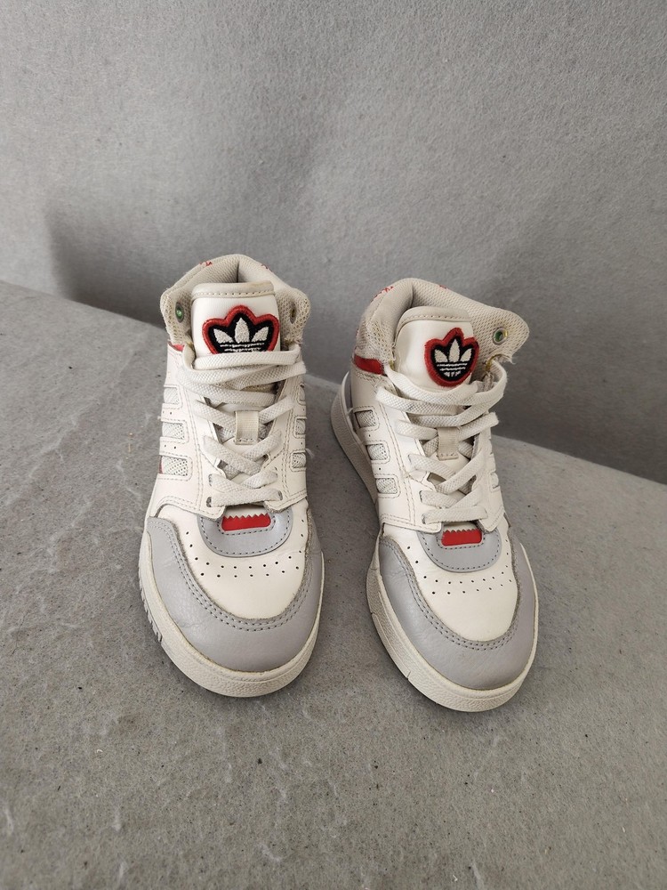 Adidas Drop Step Sneakers Youth 13 1/2K White Gray Red Trefoil Ortholite Shoes