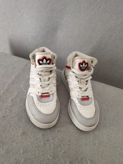 Adidas Drop Step Sneakers Youth 13 1/2K White Gray Red Trefoil Ortholite Shoes