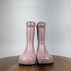 Big Kids Hunter First Classic Pink Pull On Tall Outdoor Rain Boots Size 1 Y GUC