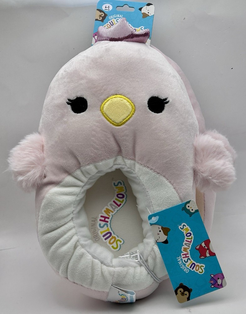 Squishmallows Plush Pink Slippers Alyssa the Swan Youth Kids Size 4/5 NEW