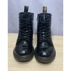 Dr. Martens Combat With Bouncing Soles Boots Youth Size 2 Zip Black Patent AW004
