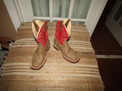 Reyme Square Toe Cowboy Western Boots Brown Red Leather Kids sz 12 Mex 19