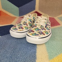 Vans Authentic Dragon Skateboarding Print Kids Shoes Cream Purple 13.5 Kids