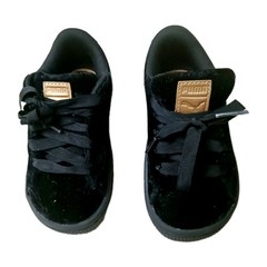 Puma Basket Classic Velour PS Sneakers Kids US 7C Black Low Top Lace-up 36638603