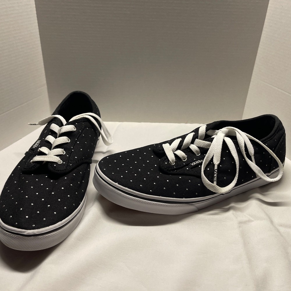 VANS Black/White Silver Polka Dot Athletic Shoes Missy Size 6