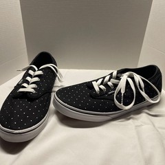 VANS Black/White Silver Polka Dot Athletic Shoes Missy Size 6