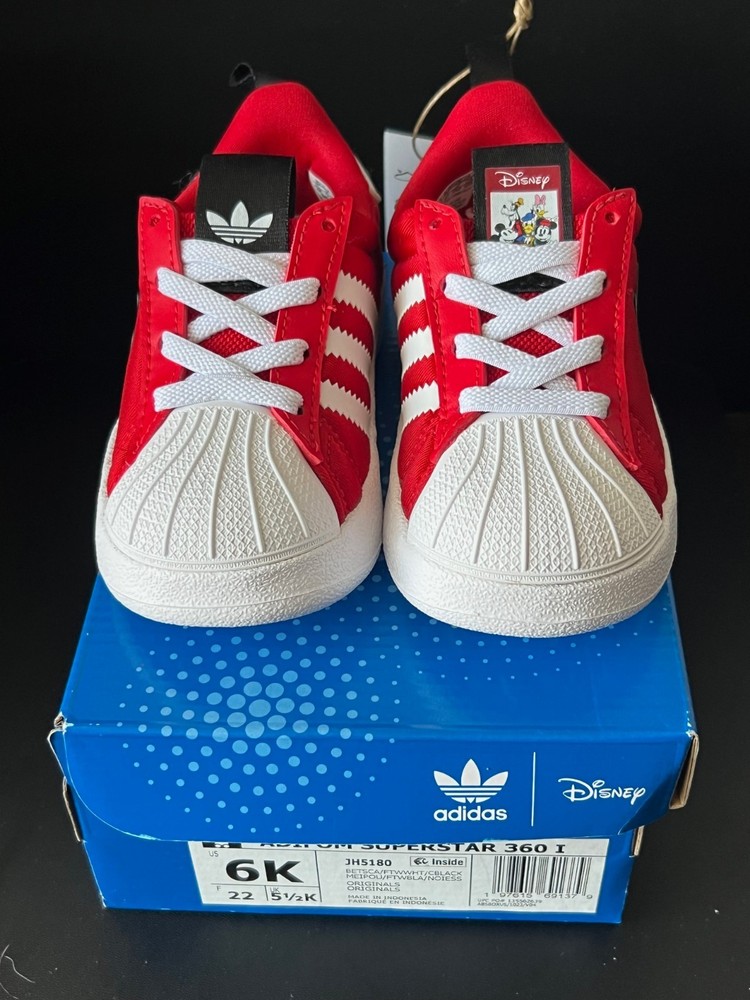 New Adidas Superstar 360 I Disney Minnie Mouse Red White Lace Up Sneakers Sz 6K