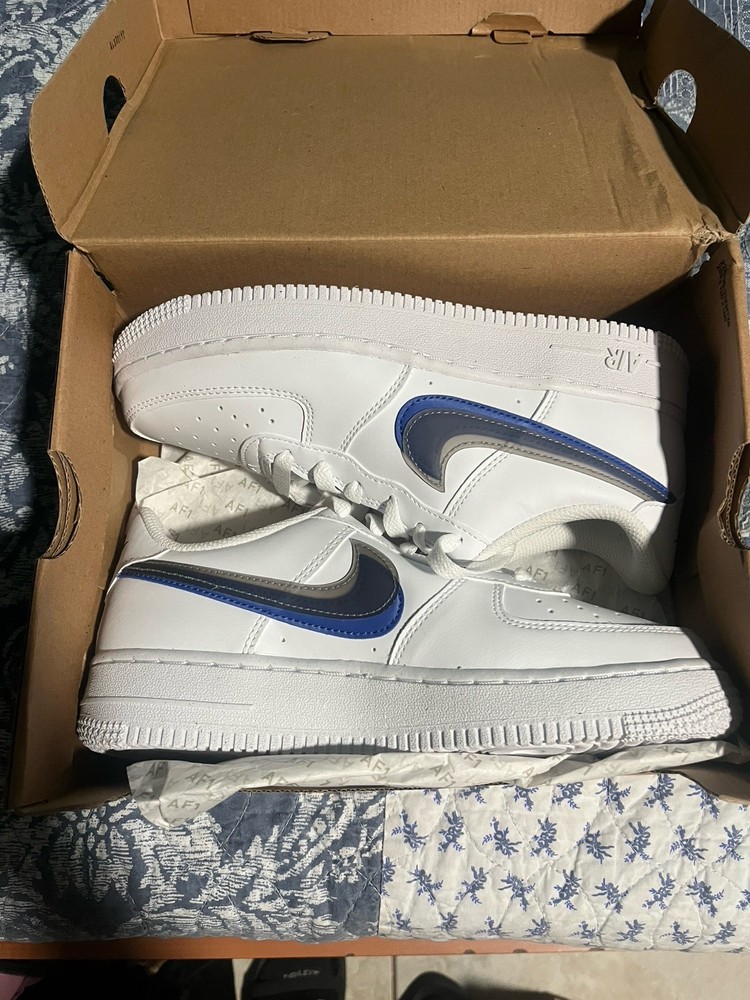 Nike Air Force 1 Low Blue And Gray Swoosh