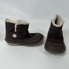 Crocs Kids Winter Boots Size 13 Brown Faux Suede Sherpa Lined Slip On Shoes
