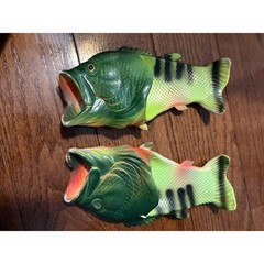 Coddies Fish Flip Flops Slides Green Bass Fish Shoes Novelty Sandals Size 38/39