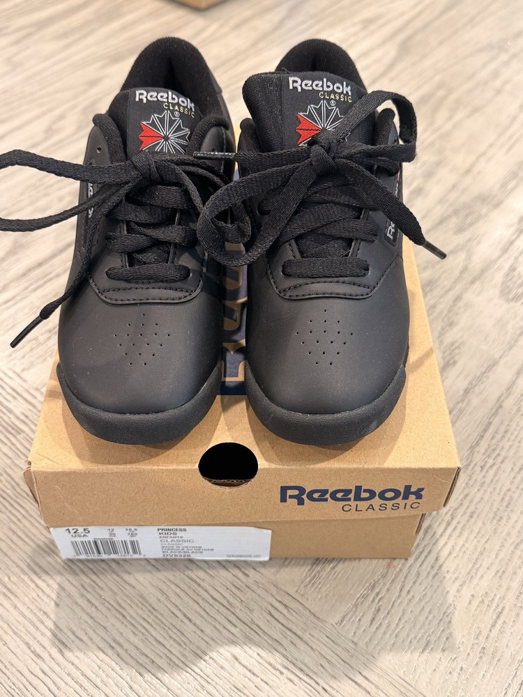 Reebok Classic Princess Unisex Kids Black Low Top Leather Lace-Up 12.5 DV5320