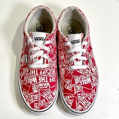 VANS“OFF THE WALL“ 721356 Red White Logo Skater Shoes Sneakers Kids Sz 6.5 US