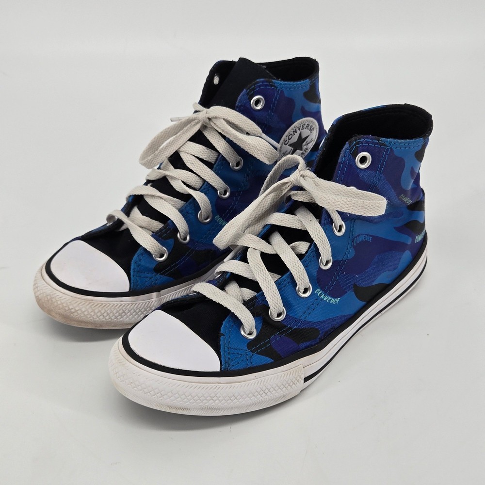 Converse Chuck Taylor All Star High Top Blue Camo Youth Sneakers Size 3
