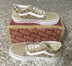 New Old School Vans Neutral Checkerboard Brown Lace Up Shoes Size 13c