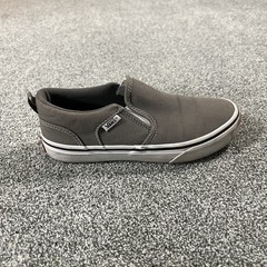 Vans Asher Slip On Gray Canvas Sneakers Youth Size 3.5 Casual Skate Shoes