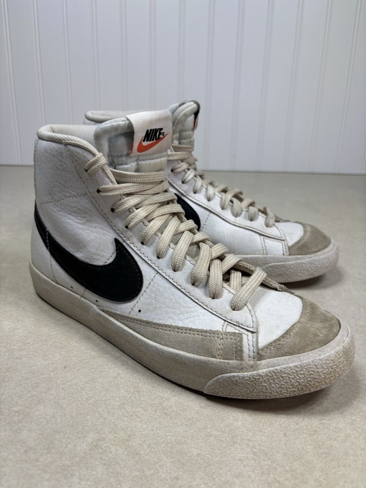 Nike Blazer Mid DA4086-100 White Black Grey High Top Kids Sneakers 6.5Y Leather