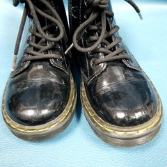 Doc DR Martens Zavala J Black Combat Boots Zip Lace Up Youth SZ 12 Kids