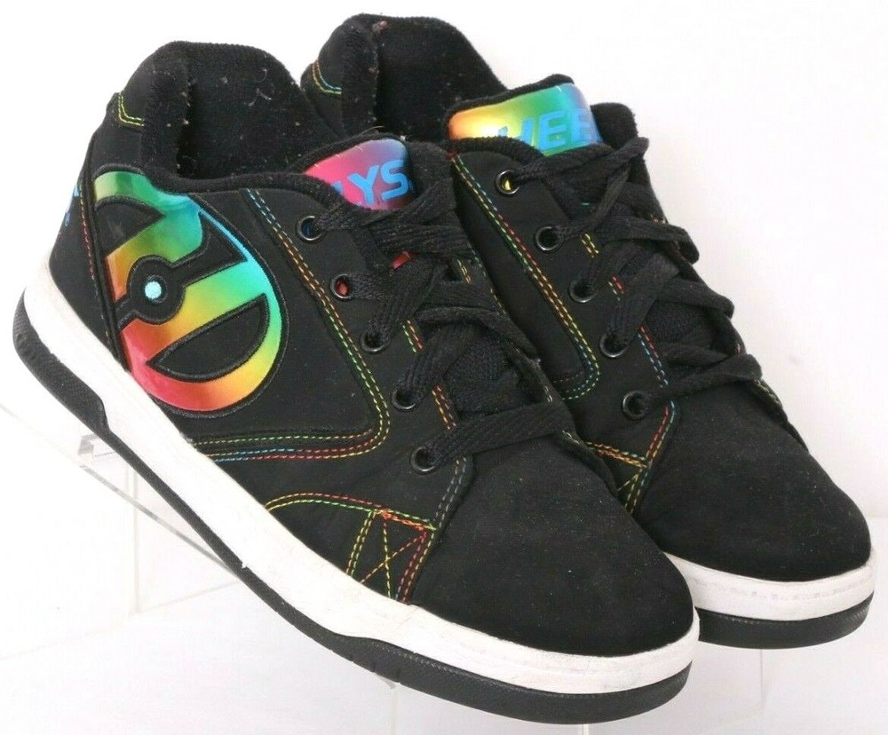 Heelys Propel 2.0 Black Suede Lace-Up Rolling Wheels Skate Shoes Youth 4 Wmn’s 5