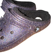 NEW Crocs Kids J3 Classic 210764-0C4 Clog Space Glitter Lined GLOW in DARK Shoes