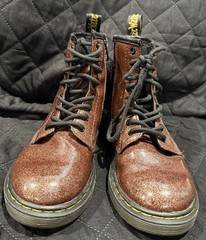 Doc Dr Martens 1460 Pascal Toddler Pink Orangish Glittery Boots Size 1