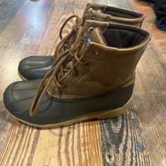 Sperry Duck Boots Brown Waterproof Lace Up Youth Size 2 Winter Rain Boots